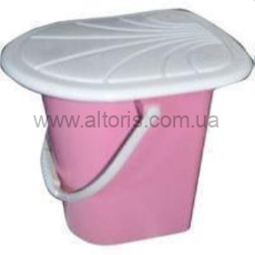 ведро-туалет 17л пластмассовое с крышкой Консенсус - розовое