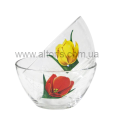 салатник гладкий 400мл /стекло/ - "Вальс квітів.Тюльпан"