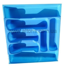 лоток для столов. приборов пластик Консенсус - раздвижной голубой 455*415*60мм