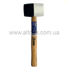 киянка резиновая Kubis - 450 г, 60 мм, черная/белая резина, деревянная ручка