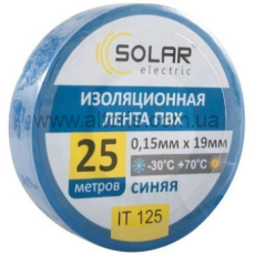 изолента ПВХ TM SOLAR - 19мм*25м. синяя