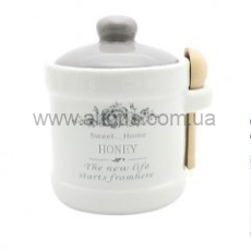 Банка для мёда с деревянной ложкой, керамика, S&T, в подарочной упаковке - 420мл Розарий 700-04-11
