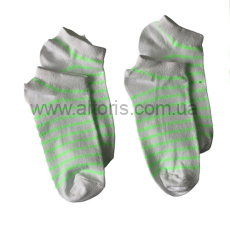 Носки женские низкие ассорти - белые с салатовой полосой 23-25р.