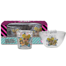 набор детский стекло "L.O.L.Surprise" Gallery - 2пр(салатник 13см+стакан 250мл) Queen Bee