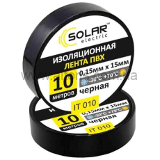 изолента ПВХ TM SOLAR - 19мм*10м. черная
