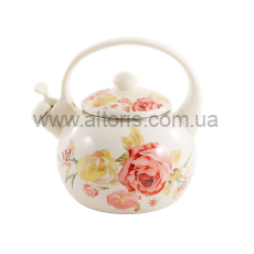 чайник эмаль ZAUBERG - 2,2л 48/Lсвисток BEIGE HANDLE  ТРОЯНДА