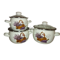 набор посуды №6928 НМ к-ли сфер.1,5/2,5/3,5л - Корзинка лаванды (молочная)