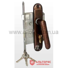 Замок врезной ЗВ англ. - с ручкой и планкой(ЗВ-4) 3 ключа