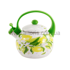 чайник эмаль ZAUBERG - 2,2л 47/Lсвисток GREEN HANDLE  ЛИМОНИ
