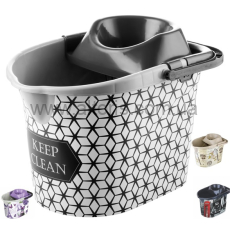 ведро пластмассовое с отжимом  овал ELIF PLASTIC - 13л с деколью (29х42х30 СМ)