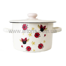 кастрюля эмаль НМ цилиндр. 4,5л/2 1615/2 - Божья коровка (молочная)