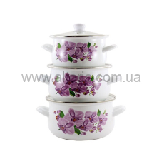 набор посуды Zauberg эмаль - 2л/3л/3,5л, Сиреневая орхидея, 2W