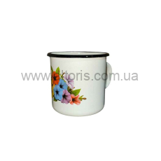 кружка эмаль НМ 1л/2, 0107/2 - Петуния (молочная)