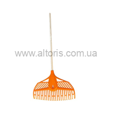 грабли веерные /Ч/ - пластмас 23 зуба цветные (59х43) с черенком