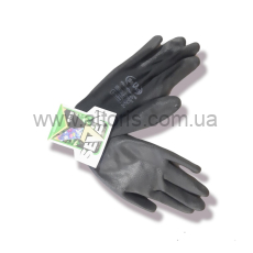 перчатки Seven - синт.черные с черным полиуретановым покрытием 69096 "б" 9 размер