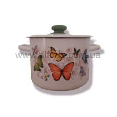 кастрюля эмаль НМ цилиндр. 1,5л/2 1608/2 - Батерфляй