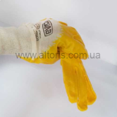 Перчатки СИЛА - нитрил.покрытие р10 (желтые без подвеса/хедера) 481209