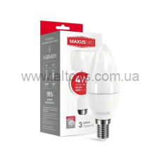лампа LED MAXUS - свеча C37 4W 3000K E14,