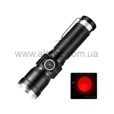 Фонарь карманный Poliсe - PLD-1812-T6 (Red), 1x18650, індикація заряду, ЗП Type-C, zoom, Box