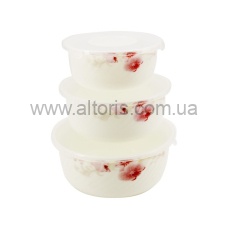 набор салатников стеклокерамика Lumines - 3-пр  (14*16*19) с крыш  6714 S  Орхідея