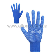 перчатки Seven - синт. синие с ПВХ точкой 69057 "б"