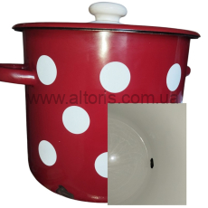 кастрюля эмаль НМ цилиндр. 7л/4 1620/4, Уценка(сквозной бой дна) - Белый горох (бордо)