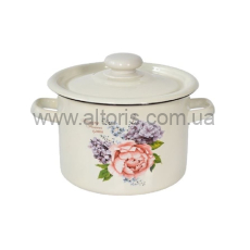 кастрюля эмаль НМ цилиндр. 3л/2 1612/2 - Пион (белая)