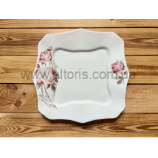 тарелка мелкая стеклокерамика Vinnarc - №10  квадратна Ароматна троянда 6916F LFHP100