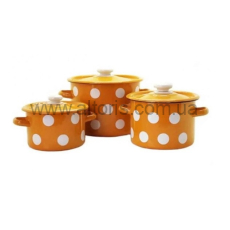 набор посуды №842 НМ к-ли цил.2/3/5,5л - Белый горох (горчичная)