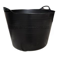 корзина садовая резиновая Польша - 42 л черная с ручками