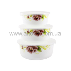 набор салатников стеклокерамика Lumines - 3-пр  (14*16*19) с крыш 6616/ S Бузк.піон