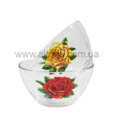 салатник гладкий 400мл /стекло/ - "Вальс квітів.Троянда"