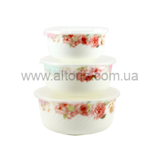 набор салатников стеклокерамика Lumines - 3-пр  (14*16*19) с крыш 6801/S Троянда