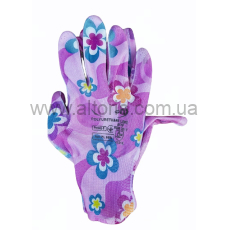 перчатки Seven - женская синт. фиолетовые с полиурет.покрытием цветные  69094 "б"