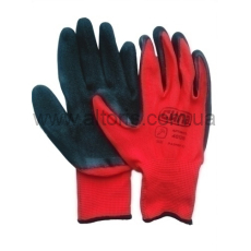 Перчатки СИЛА - вспененное латексное покрытие р10 (красный+черный) 481218