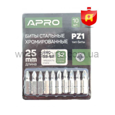 набор бит APRO  - РZ1*50мм хром, 10шт/уп