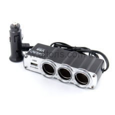 разветвители для прикуривателя TM CARLIFE - 3в1 + USB, 12В 5А
