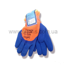перчатки Seven - утеплённые оранжевые с синим латекс. покр. 69346 3\4 WL9346