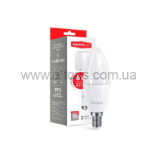 лампа LED MAXUS - свеча C37 6W 4100K E14