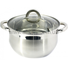 кастрюля Zauberg - 5,0л н/ж сфера. стекл.кр. ZB 5G  GREY