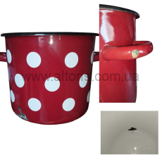 кастрюля эмаль НМ цилиндр. 7л/4 1620/4, Уценка(сквозной бой дна, бой ручки) - Белый горох (бордо)