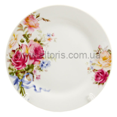тарелка мелкая керамика Interos - №7 Розовая роза175мм /9037/