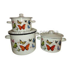 набор посуды №822 НМ к-ли цил.2/3/5,5л  - Бабочка (молочная)