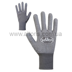 перчатки Seven - синт. серые с ПВХ точкой  69054 "б"