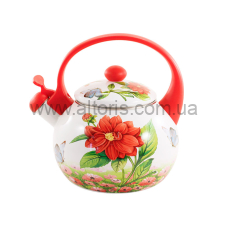 чайник эмаль ZAUBERG - 2,2л 49/Lсвисток  RED  HANDLE  КВІТКА