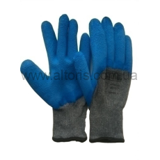Перчатки СИЛА - вспененное латексное покрытие р10 (синий+серый) 481217