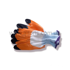 перчатки Seven - синт. белые с оранжево-черным нитрил. покрыт 3\4 69524(NL9524) "б"