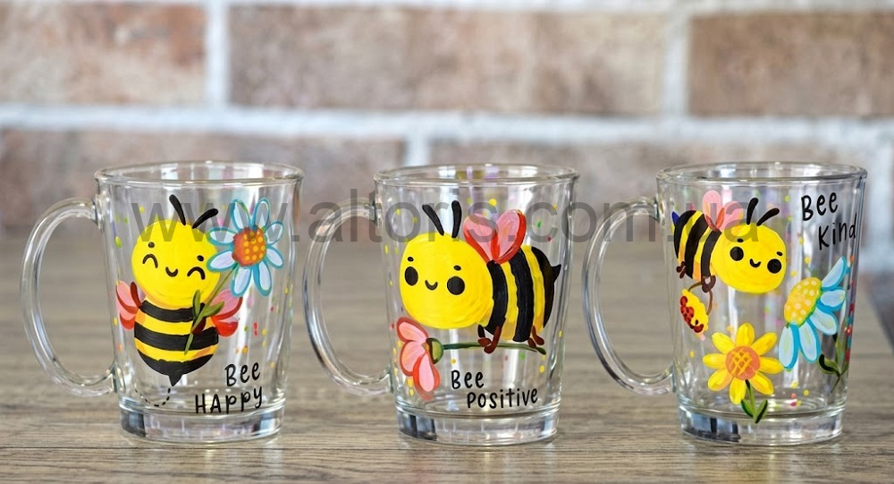 кружка стекло Texas Gallery - 290 мл "Bee happy"