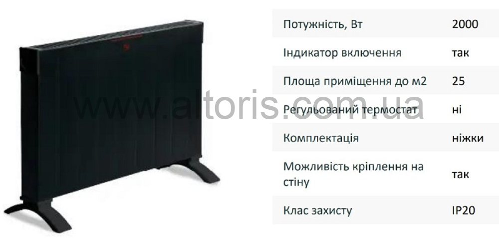 конвектор Sea Breeze  - 2000 Вт без регулировки черный SB-041