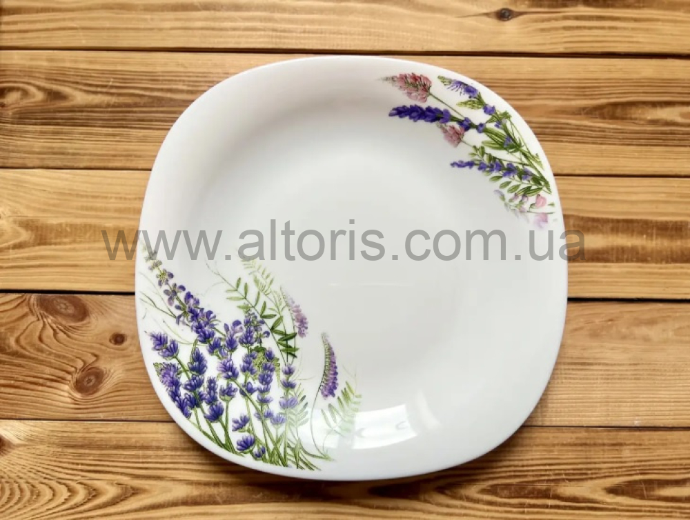 тарелка мелкая стеклокерамика Vinnarc - №9,5 квадрат Лаванда 6808к